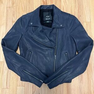 Veda Madewell Leather Bomber Biker Jacket Womens XS Distressed